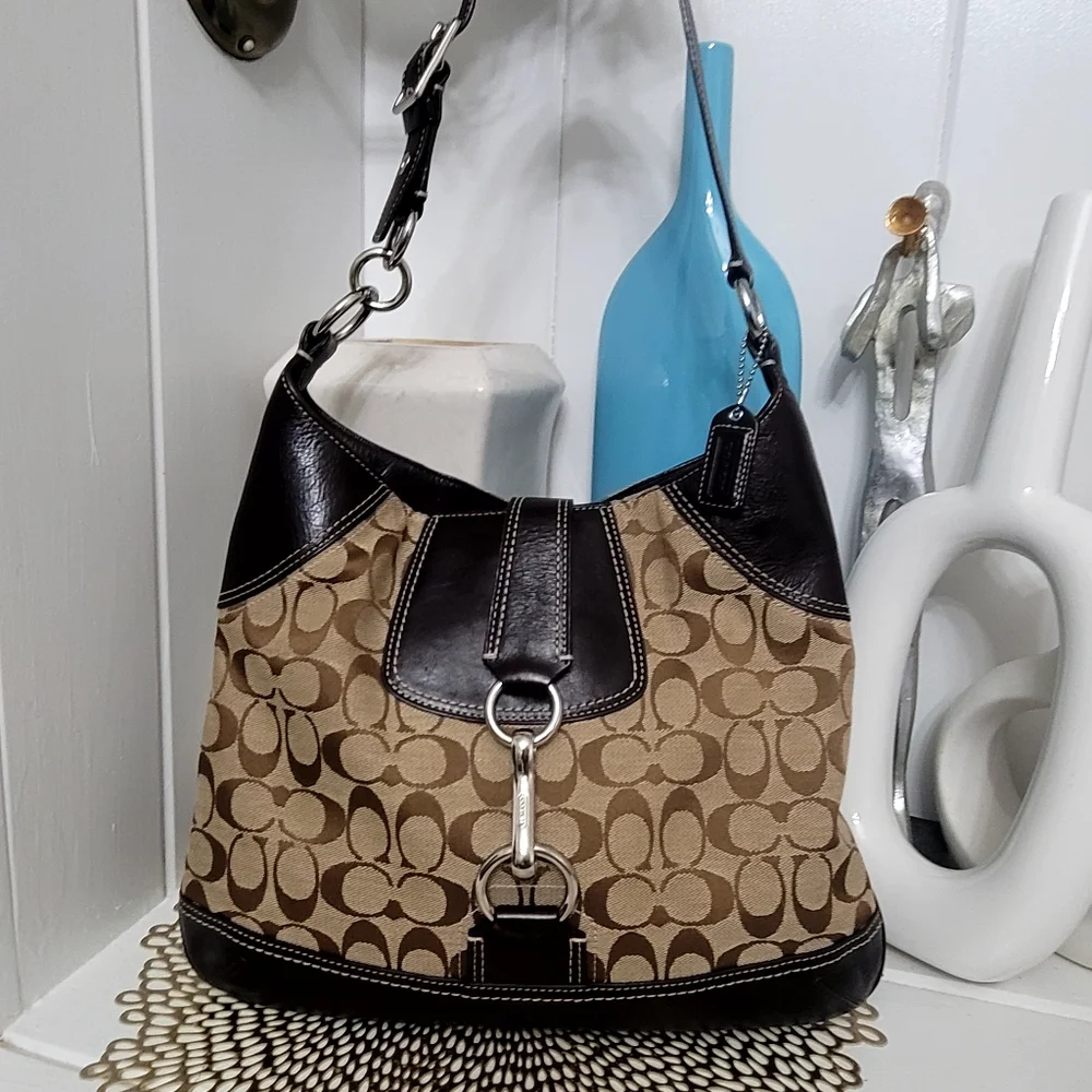COACH Signature Canvas hobo shoulder bag 10243